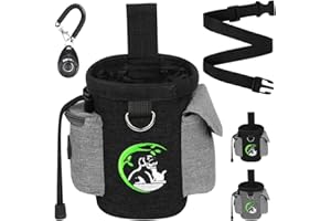 Adiwo Small Dog Treat Bags, Dog Treat Pouch Bag Including Waist Belt and Training Clicker, Adjustable Drawcord Closure, with Poop Bag Dispenser, Oxford Waterproof, for Dog Training, Walking