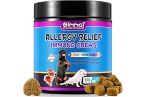 Cjztp Masticables contra Picazón y Alergia para Perros, Anti Picor para Perros, Picor Perro Piel Alivio, Alergia Perros Alivio para Todos Perros, 150 Masticables, Sabor Pato Pekinés