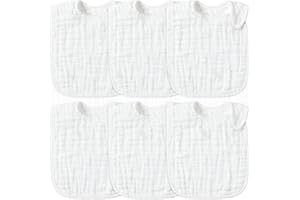 GROBRO7 6Pcs Weißes Baby Snap Lätzchen Baumwolle Neugeborenen Sabberlätzchen mit verstellbaren Druckknöpfen für Kleinkind Mädchen Zahnen Füttern Entwöhnung, saugfähig Maschine waschbar (0-36 Monat)