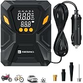 Portronics Vayu Swift Corded Tyre Inflator with Digital Display, Preset Inflation Modes, Auto Shut-Off, LED Light with SOS, 3