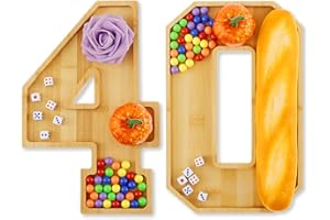 BOBASH Wood Number Charcuterie Board, Number Charcuterie Tray Anniversary Numbers Charcuteries Platter Fillable Large Numbers Charcuteries Board Box for Snack Food Cake Cookies(40)