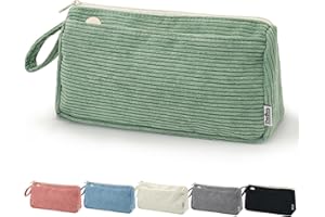 BOZIEE Bolsa de maquillaje de pana pequeña, neceser de viaje, neceser de maquillaje, para viajes, niñas, mujeres, verde, moderno