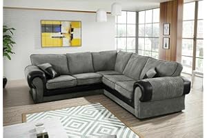 SOFA SCENE Kingsize Corner Sofa Fabric Grey Black Brown Mocha Soft Original Milan Suite Set (GREY/BLACK, KINGSIZE CORNER SOFA (5 SEATER))