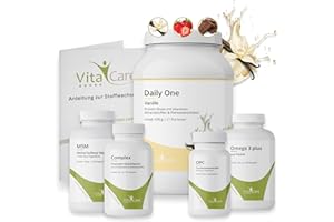 ‎VITACARE VitaCare 21-Tage Stoffwechsel-Kur Vanille, 6-teiliges Komplettpaket für HCG-Diät, mit Proteinshake, MSM, Multivitamin Complex, Omega 3 plus, OPC