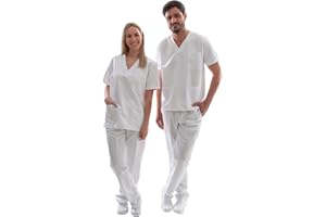 WEARK Uniforme Sanitario Unisex Ropa Trabajo Pijama Medico Casaca Enfermero Estetica Peluqueria Veterinaria Hospital Limpieza y Empleado Hogar Antilejía y No Destiñe - L