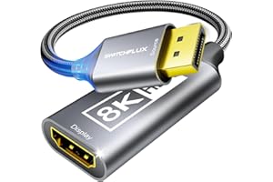 SWITCHFLUX 8K DisplayPort 1.4 to HDMI 2.1 Adapter [4K@120Hz,2K@165Hz] Uni-Directional DP Source to HDMI Display Converter Display Port for AMD/NVIDIA Cards PC (Not Compatible with PS5)