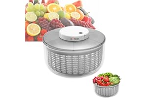MOREIH Centrifuga per insalata 4,5L/6L Elettrica USB Lattuga Spinner Cleaner con Ciotola per l'essiccazione di verdure (6L) Bianca Rotondo
