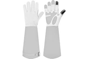 SLARMOR Gants de Jardinage pour Hommes/Femmes, Gants de Travail en Cuir de Vache Durables, Résistant aux épines - avec Protection des Avant-Bras pour Jardinier et Fermier, Épaississement
