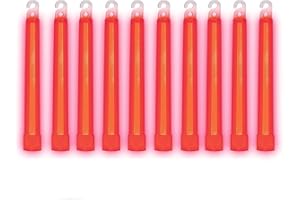 Cyalume SnapLight Red Glow Sticks - 6 Inch Industrial Grade, Ultra Bright Light Sticks with 12 Hour Duration (Pack of 10)
