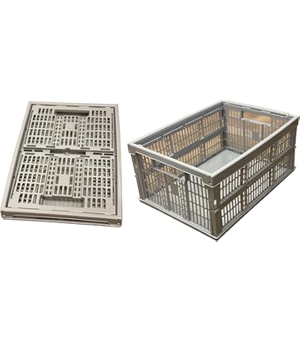 STAR SUPPLIES 32 Litre Large Stackable Multi Use Fruit, Veg, Books Strong Foldable Grey Storage Crates (10