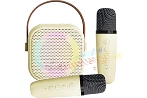 Tivifore Machine de karaoké pour Enfants, Mini Micro Karaoke, Jouets de karaoké pour Enfants et Adultes avec 2 Microphones, Machine de karaoké Portable lumière LED et Effets