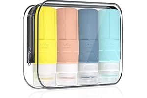 ZUOQIANG 4 piezas Botellas de Viaje Silicona, Botes Viaje Rellenables 100ml, Portátil Envases de Viaje a Prueba de Fugas para Champú, Lociones, Crema y Acondicionador (sin BPA)