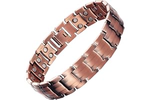 YINOX Bracelet en cuivre magnétique super puissant pour hommes et femmes, classique à deux rangées, avec 40 aimants NdFeB et boîte cadeau de haute qualité (20,5 cm)