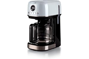 Ariete 1396 Machine à café à filtre moderne, Café américain, Capacité jusqu'à 15 tasses, Base chauffante, Écran LCD, Filtres amovibles et lavables, Blanc