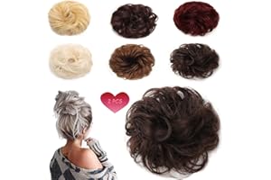 FIBOUND 2 unidad Moño Postizo Extensiones de moño desordenado Piezas de cabello ondulado rizado para mujeres Extensiones de cabello de cola de caballo Updo Donut de pelo Accesorios para el cabello