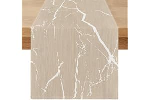 MIUYUNYA Camino de Mesa Beige Marrón Vintage Rústico 40 x 140 cm Camino de Mesa Moderno Primavera Verano Rectangular Caminos para Mesas Decoración para Interior y Exterior Vacaciones Fiesta Café