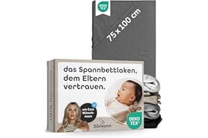 ‎SÄMANN Sämann Jersey Spannbettlaken Spannbetttuch für Laufgitter 75x100 cm, Baumwolle anthrazit