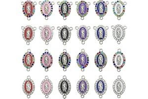 HOODANCOS 24 dijes de San Judas, colgantes de centro de rosario, dijes de Virgencita, dijes de crucifijo, dijes religiosos, accesorios de joyería, decoración de aleación, collar de Virgen María,