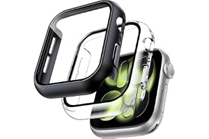TOCOL 2 Pack Skal med Skärmskydd för Apple Watch Series 11/10 46mm, Slim Design, Komplett Täckning, Högre Känslighet, Svart o