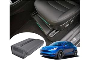 GAFAT Tesla Model Y 2021-2023 2024 Organizer Pod Siedzeniem, Model Y 2022 Pudełko do Przechowywania ze Sztucznej Skóry i Magiczna Naklejka do Wnętrz, Głównego Kierowcy i Pasażera