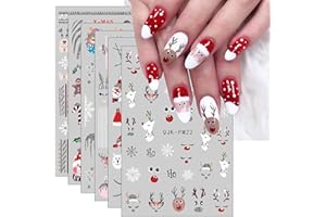 jmeowio Glitter Navidad Pegatinas Para Uñas 10 Hojas Autoadesiva Nail Art Stickers Decoración