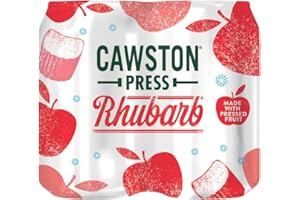 Cawston Press Rhubarb Fizzy Drink Blended With Sparkling Water and Pressed Apple (330ml x 4 cans) Gluten Free - Vegan - No Added Sugar