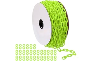 PATIKIL Chaîne en Plastique, 120 Pieds de Chaîne de Sécurité pour le Contrôle des Foules, Maillons de Chaîne en Plastique Vert de 1/4 Pouce (6 mm) pour Files d'Attente, Stationnement