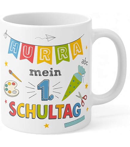 Personalisiert Einschulung Tasse 2025 – Mit Namen, Schulkind-Motiv, Spülmaschinenfest