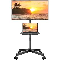 KKTONER Mobil TV-vagn för 58 till 152 cm LCD LED platt skärm/böjda ...