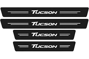 WYXAXNM 4 Piezas Fibra Carbono Umbral De Puerta De Coche para Hyun-dai Tucson JM TL NX4, Adhesivos Para Umbral De Puertas De Automóviles Bienvenidos Pedal Placas ProteccióN Accesorios De AutomáTico