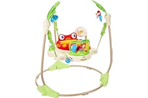 Fisher-Price Jumperoo Jungle trotteur bébé, 4 aires de jeu, rotation 360°, siège rembourré et lavable en machine, 6 mois et plus, K7198