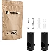 smartect Ceiling and Wall Bracket 2 Pieces Aluminium Cable Holder Black | &Oslash;14 x 35 mm Ceiling fixing with screws and dowels,