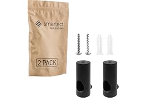 smartect support Mural et plafond à pour fixer les câbles [2 pièces, Noir] Fixation au Plafond avec vis et chevilles, Support de Câble en saillie pour vos projets DIY