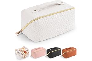 Yordawn Trousse de Toilette Femme Grande Trousse Rangement Maquillage Homme Sac Cosmétique Vanity Voyage Organisateur Maquillage Valise pour l’Avion pour Hommes et Femmes, Carré Blanc