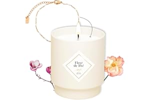 MY JOLIE CANDLE - Bougie Bijou Parfumée Fleur de Thé - Bracelet Doré avec Perles Crèmes - Cadeau Femme Maman pour la Fête des mères, Anniversaire, Noël - Bracelet Acier Inoxydable - Cire Végétale