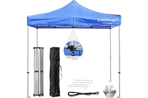 DARDARUGA Gazebo Pieghevole da Giardino 3x3m, Alluminio, Impermeabile, Resistente ai Raggi UV, Chiusura a Fisarmonica, Altezza regolabile, Picchetti + Sacca Trasporto + Corde Incluse, Colore Blu