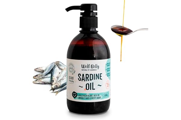 Wolf Belly - Huile de Sardine pour Chien et Chat 100% Naturel (500 ML) Omega 3,6,9 et Vitamine E | Peau Saine et Pelage Brillant | Articulations Fortes | Système Immunitaire Sain - Fabriqué en UE