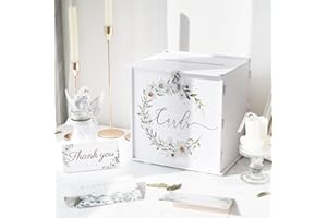 Fayavoo White Daisy Pattern Rectangular PVC Card Box with Lock, Holds Over 250 Cards or Envelopes, Perfect for Wedding, Party, Graduation, Birthday, Baby Shower, Fundraisers