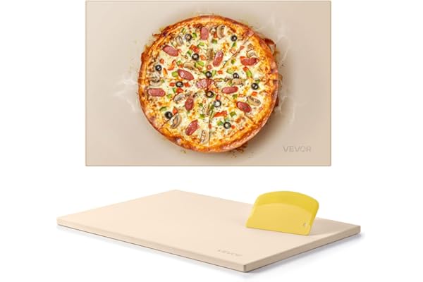 VEVOR Pierre à pizza rectangulaire en cordiérite de 50,8x35,5 cm, pierre de cuisson extra large avec grattoir en PP, résistante à la chaleur de 1,7 cm d'épaisseur, pour four, cuisson du pain, barbecue