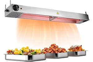 RSHJD Lampada Riscaldante per Alimenti, Sospeso Lampade Scaldavivande Cucina, Acciaio inox Lampade Riscaldanti Commerciale per Buffet, Cucine e Hotel, Temperatura Regolabile 30-85°C (1PC, 60CM)