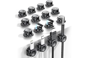 GUMOSH [16 Pack] Clips Câble, Magnetique Organisateur de Cable, Organisateur Câble avec Auto-adhésifs, Magnetic Cable Clips, Support Cable pour Maison, Bureau Range Cable Management - Noir