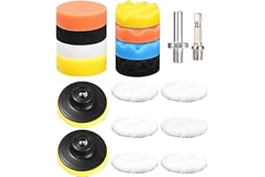 HUIFOO 80mm Polierschwämme Pads,18 Stück Polier set,Auto Polierpads,Auto Schwämme Pads Polieraufsatz,Polieren Pads für Akkuschrauber,Poliermaschine,Polierauflage,Bohrmaschine Polieren,Schleifen,Wachsen