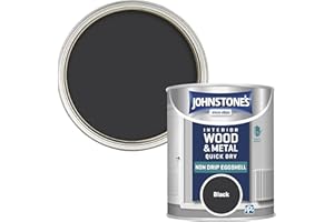 Johnstone's - Quick Dry & Nondrip Eggshell Paint for Wood & Metal - Black | Interior | Low Odour, Water-Based Formula, Dry in 1-2 Hours | 12m2 Coverage per Litre | 750ml