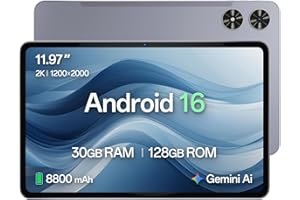 SVITOO 12 Zoll Tablet mit Android 16, 2K Display (2000×1200), 30GB RAM (6+24) + 128GB Speicher, Octa-Core Prozessor, 8800mAh Akku, Widevine L1, Dual WiFi 2.4/5GHz, Bluetooth 5.0, GPS, 13MP Kamera