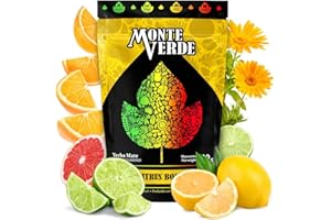 Monte Verde Citrus Bomb yerba mate-tee 500g | Grün mate-tee mit Zitronenschalen und Orangenschalen | Zitrusfrüchte yerba mate tee | Nur natürliche Zutaten | Citrus yerba mate tea loose leaf 0,5 kg