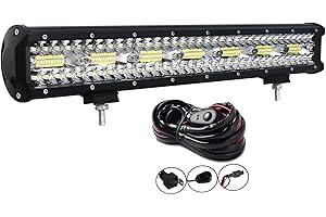 AUXTINGS 58 cm 480W Triple Fila 8D camper furgoneta barra led 4X4 luz de la barra LED Spot Inundación Combo Beam + Kit de arnés de cableado DC 12V-24V 6000K para vehículos offroad 4x4 ATV UTVS