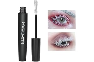 Maydear Máscara de pestañas, resistente al agua, duradera, a prueba de manchas, voluminosa y encantadora, blanca