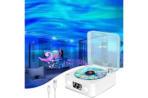 XINRONGDA The Waves Vinyl Player, Giradischi Con Altoparlante In Vinile Con Luce Ondulazione Dell'Acqua, Retro Speaker Con Display Time Screen, Giradischi Bluetooth Con Bluetooth, Tf, Modalità Aux