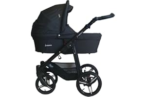 Vizaro ONYX DÚO 2 en 1 - Carrito Bebé GAMA ALTA - MARCA ESPAÑOLA - Ligero y funcional - Garantía 3 Años - Textil NEGRO Chasis NEGRO