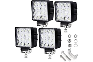 Joparri Lot de 4 projecteurs de travail LED 48 W 12 V 4320 lm Phare LED 6500 K Feu de recul IP67 étanche pour tracteur tout-terrain SUV